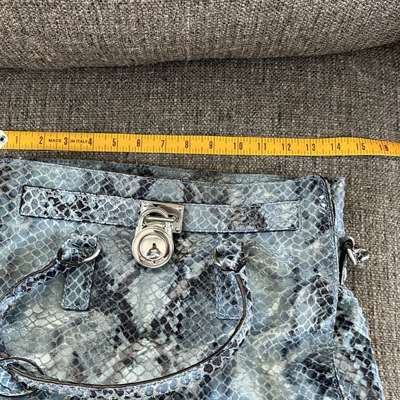 Michael Kors Blue Silver Snakeskin  Tote Purse Women’s - Picture 7 of 11